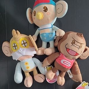 Monkey Ball Plush Baby & GonGon ,Doctor  9”  2 With Tags See Photos